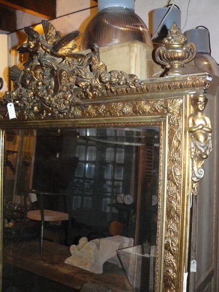 daar ben ik het mee eens Illusie Lui antieke spiegel - Antieke spiegels met kuif , bladgoud, bladzilver oude  spiegels - antieke interieurs en oude interieurs van antieke - Benko